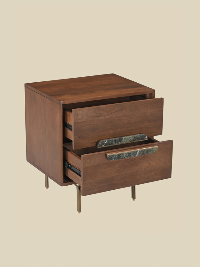 Menlo Two Drawer Wooden Bedside Table