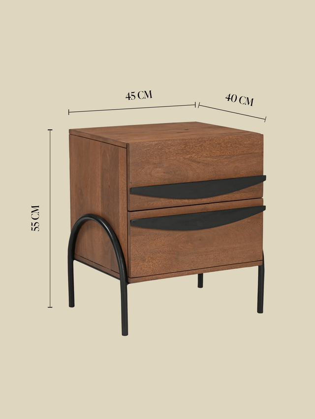 Danton Two Drawer Wooden Bedside Table