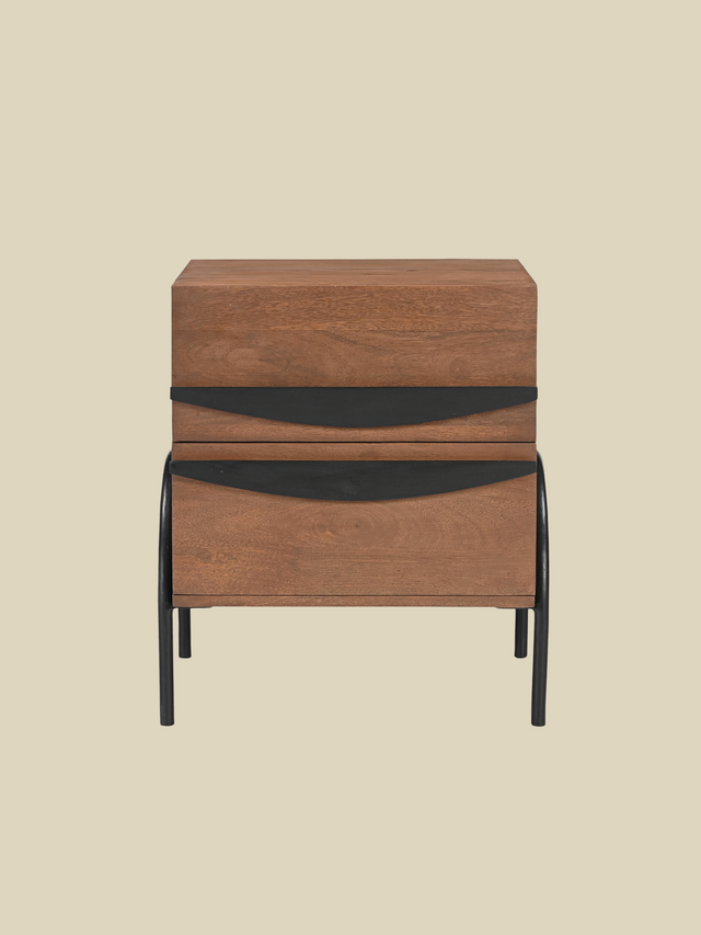 Danton Two Drawer Wooden Bedside Table