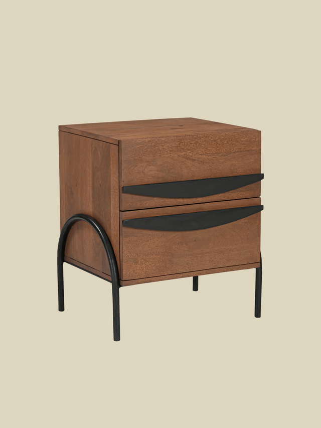 Danton Two Drawer Wooden Bedside Table