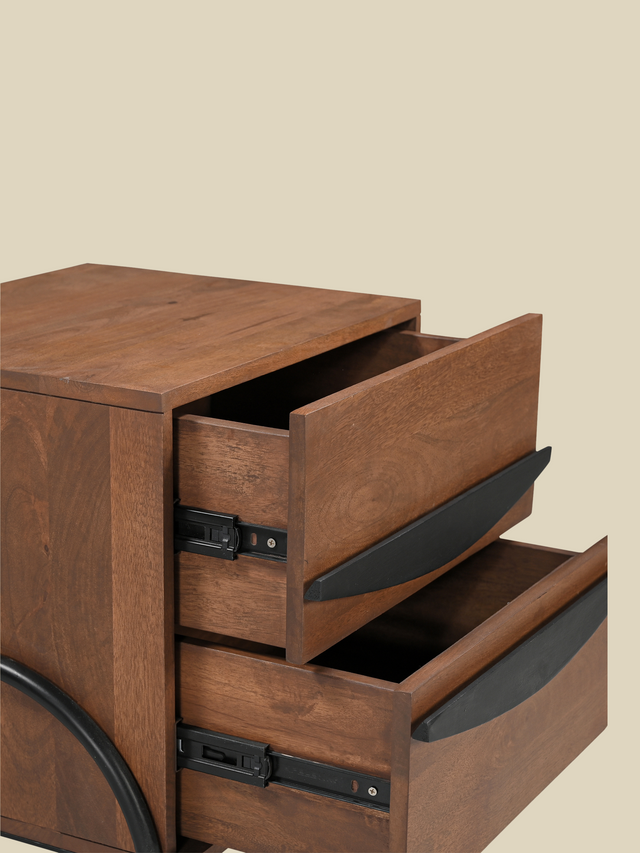 Danton Two Drawer Wooden Bedside Table