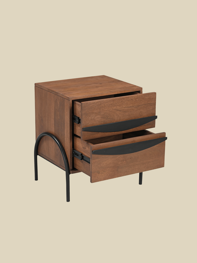 Danton Two Drawer Wooden Bedside Table