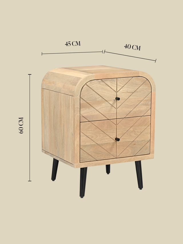 Cayman Two Drawer Wooden Bedside Table