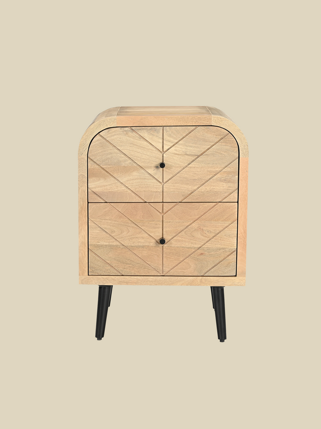 Cayman Two Drawer Wooden Bedside Table