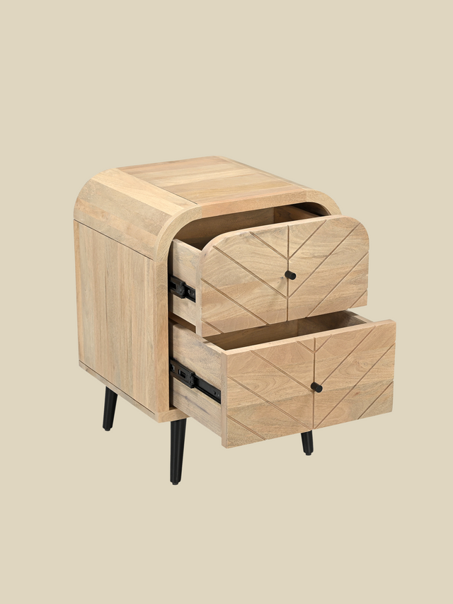 Cayman Two Drawer Wooden Bedside Table