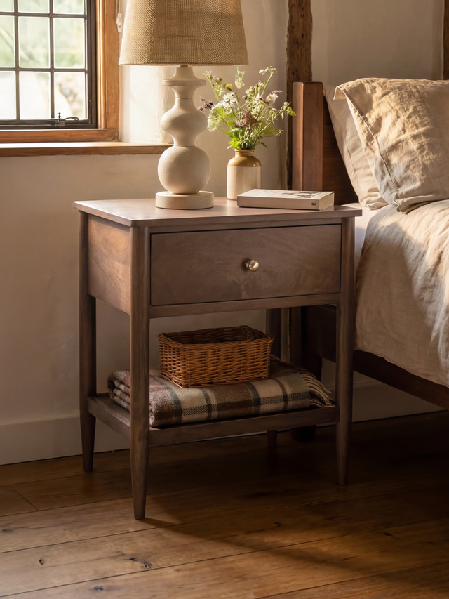 Diane Mango Wood Bedside Table - Walnut