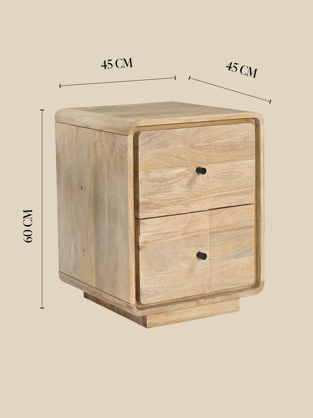 Luce Mango Wood Two Drawer Bedside Table