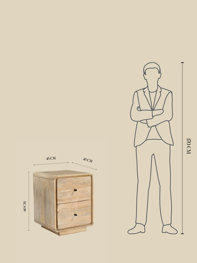 Luce Mango Wood Two Drawer Bedside Table