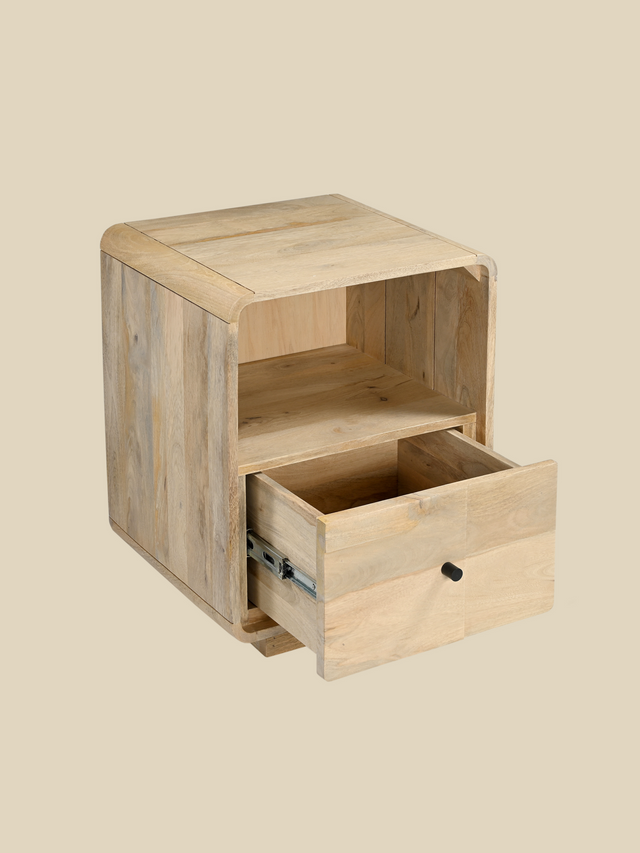 Luce Mango Wood One Drawer Bedside Table