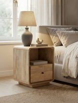 Luce Mango Wood One Drawer Bedside Table