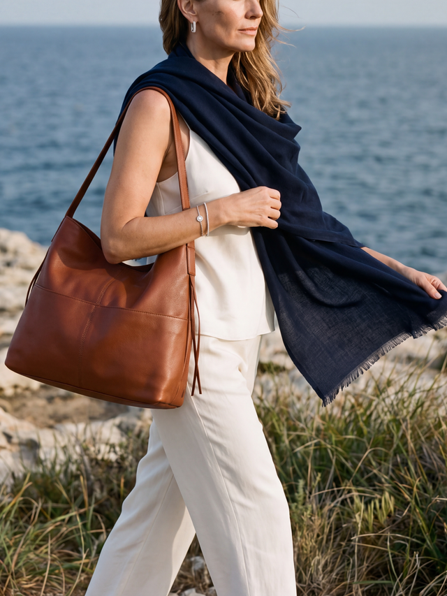 Sri Cashmere Wool Scarf - Navy