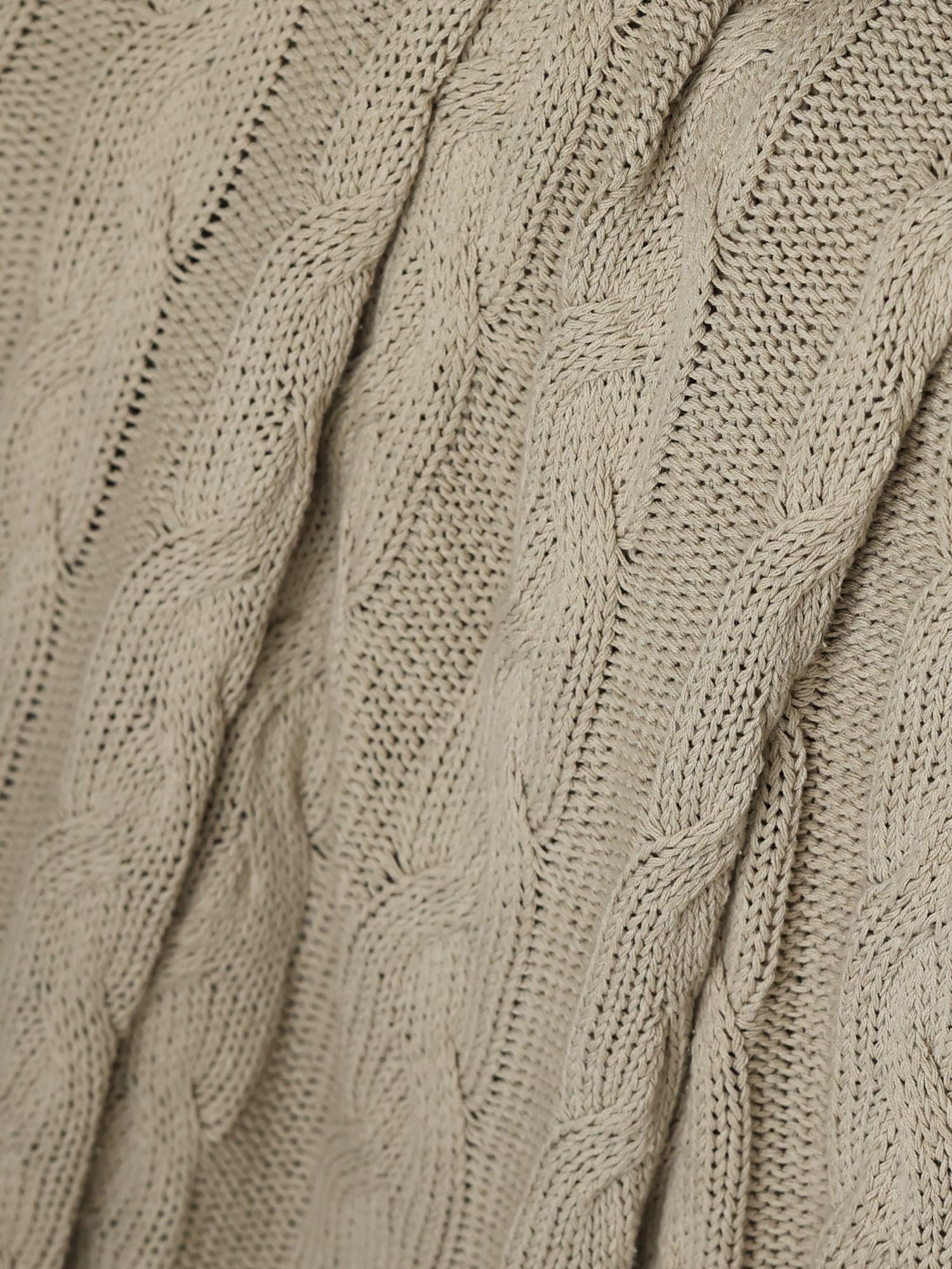 Cason Beige Cotton Knitted Throw