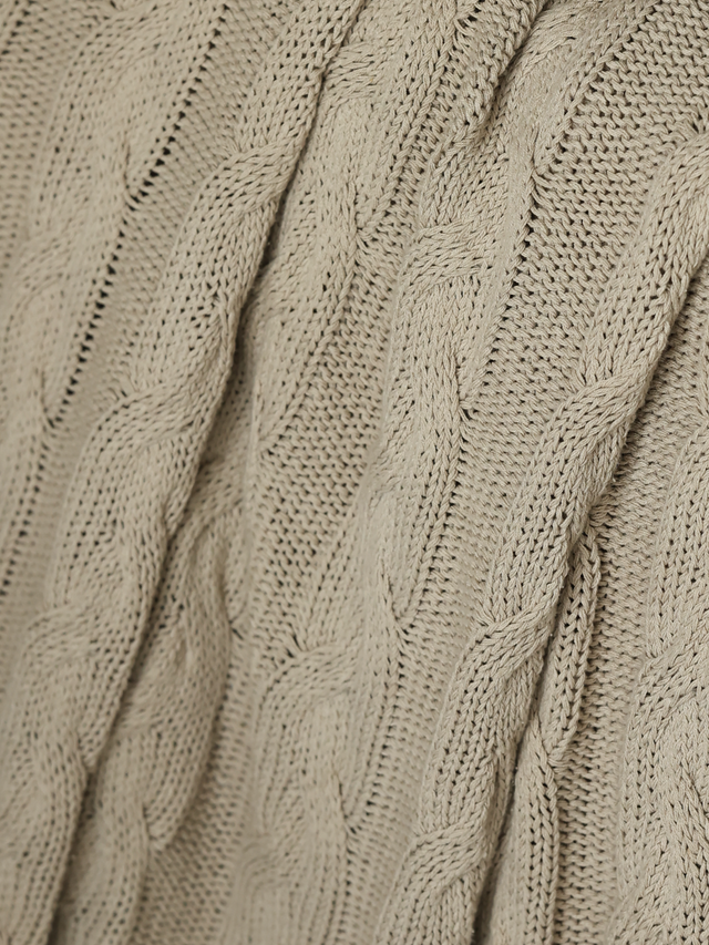 Cason Beige Cotton Knitted Throw