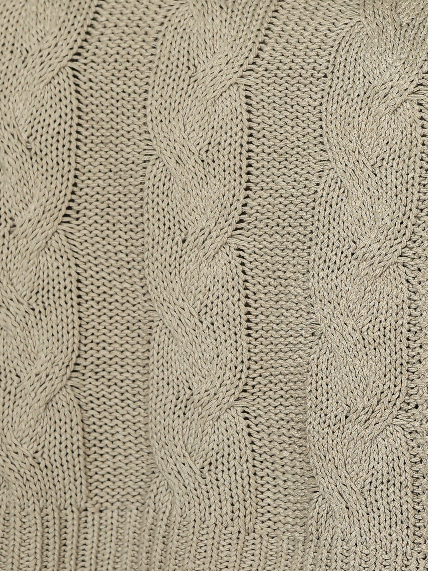 Cason Beige Cotton Knitted Throw