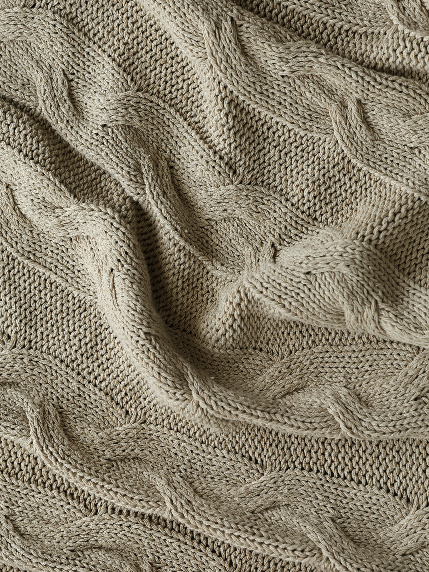 Cason Beige Cotton Knitted Throw