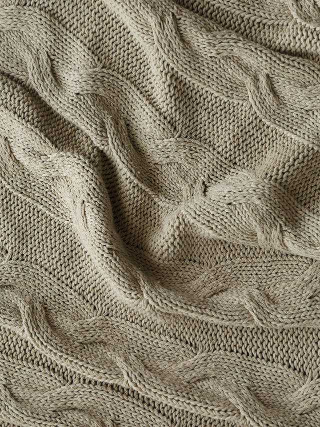Cason Beige Cotton Knitted Throw