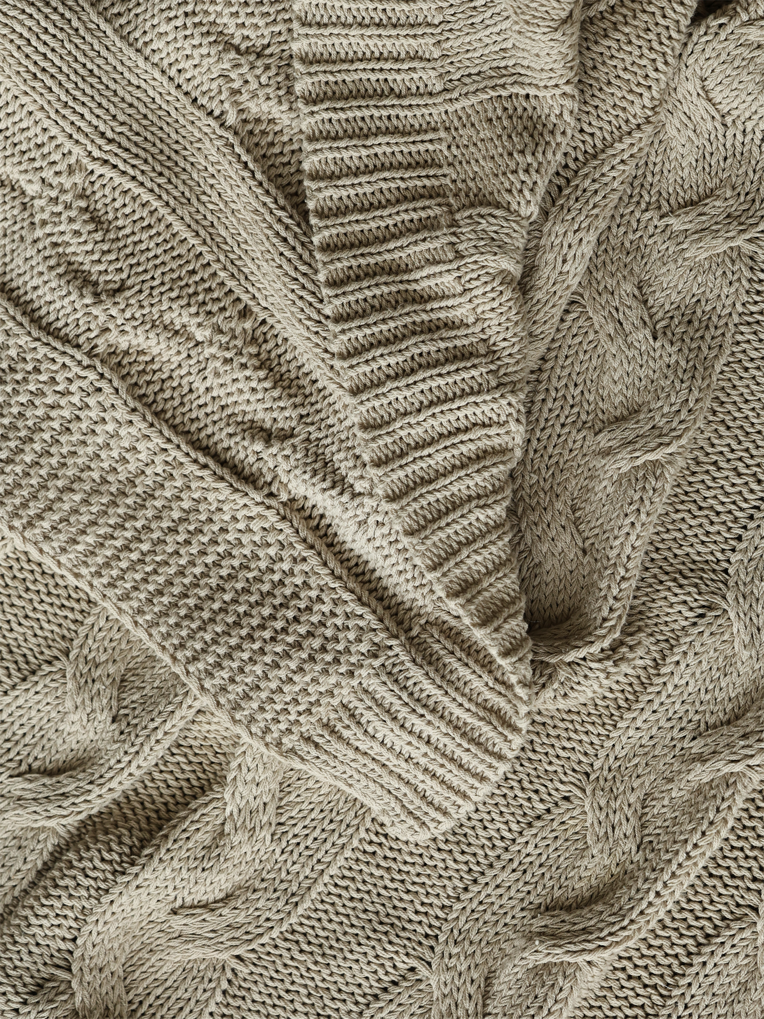 Cason Beige Cotton Knitted Throw