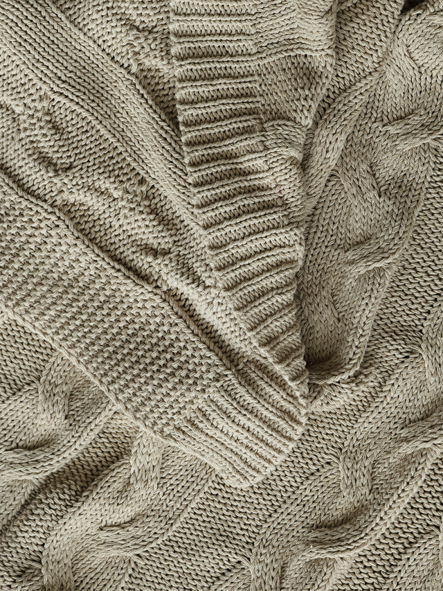 Cason Beige Cotton Knitted Throw