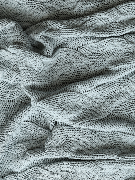 Cason Blue Cotton Knitted Throw