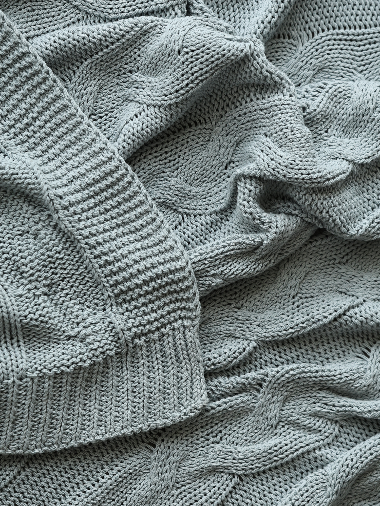 Cason Blue Cotton Knitted Throw