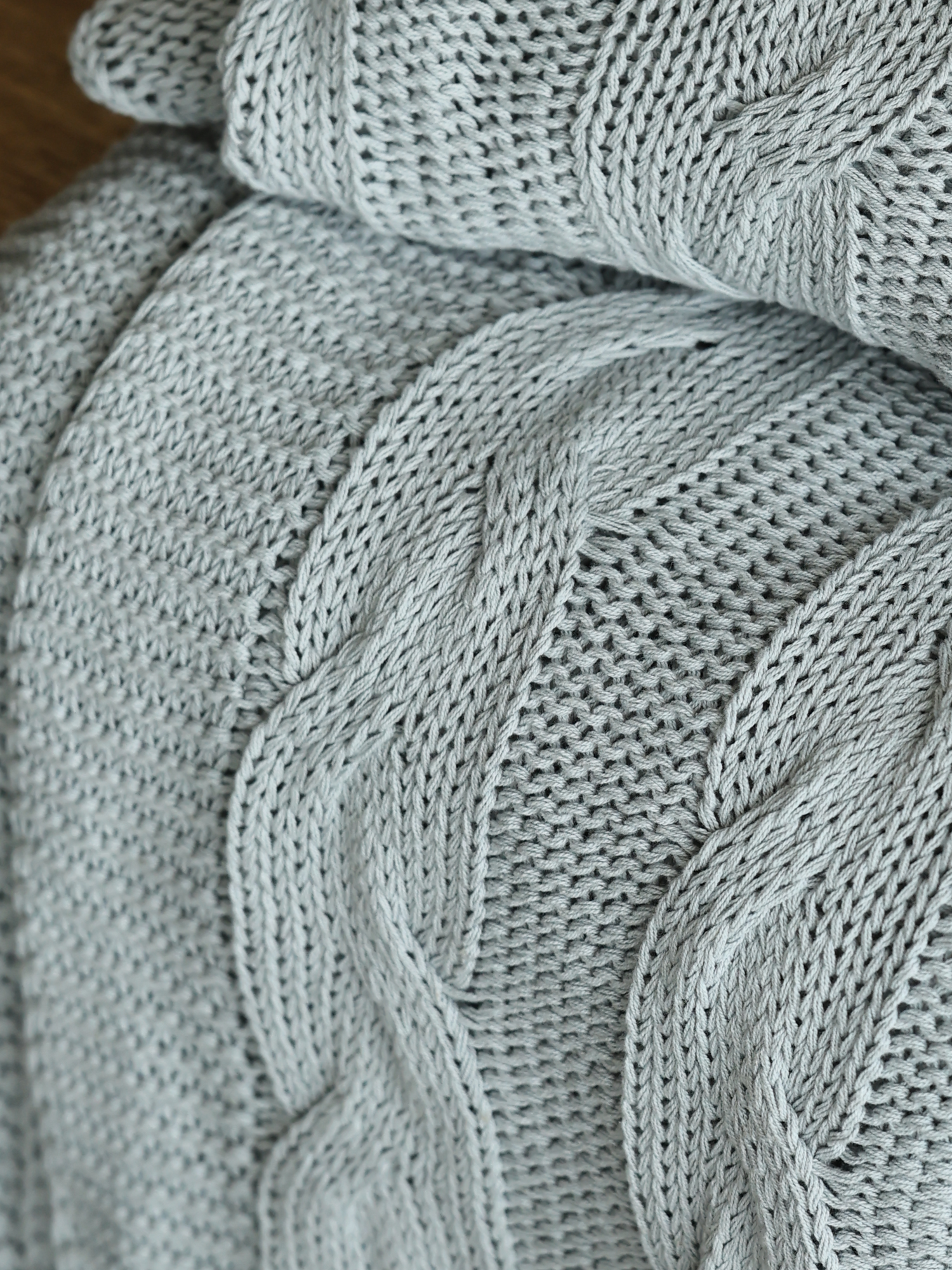 Cason Blue Cotton Knitted Throw