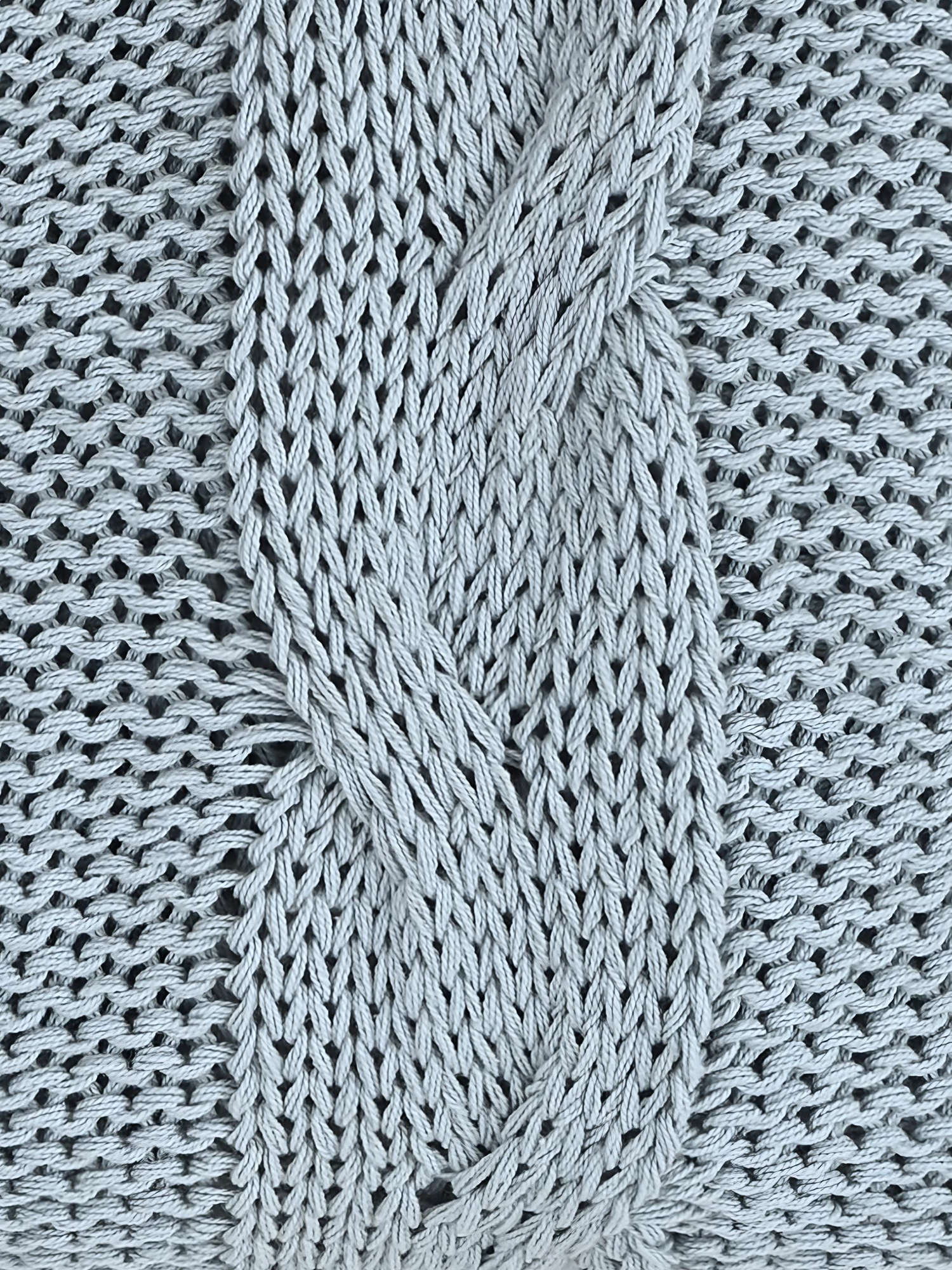 Cason Blue Cotton Knitted Throw