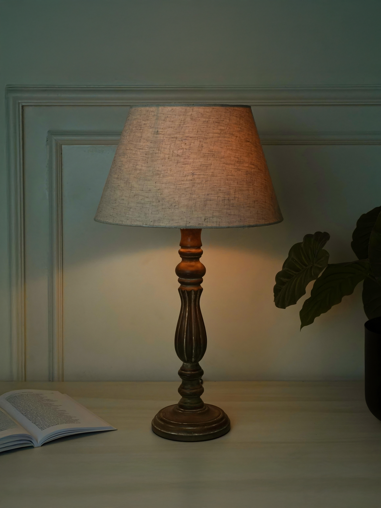 Quinn Brown Wooden Table Lamp