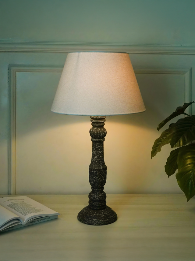 Fleur Black Wooden Table Lamp