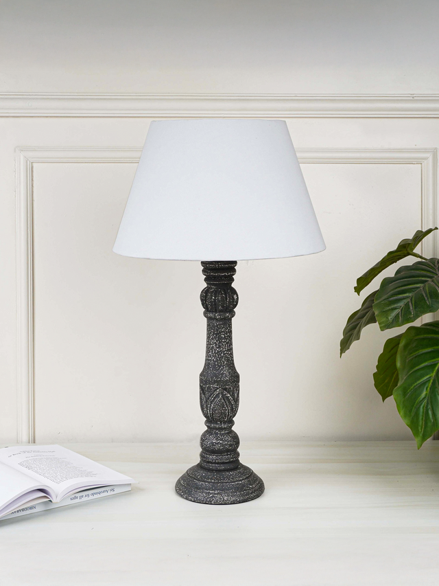 Fleur Black Wooden Table Lamp