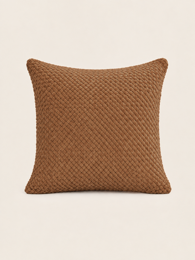 Lev Split Suede Cushion - Tan
