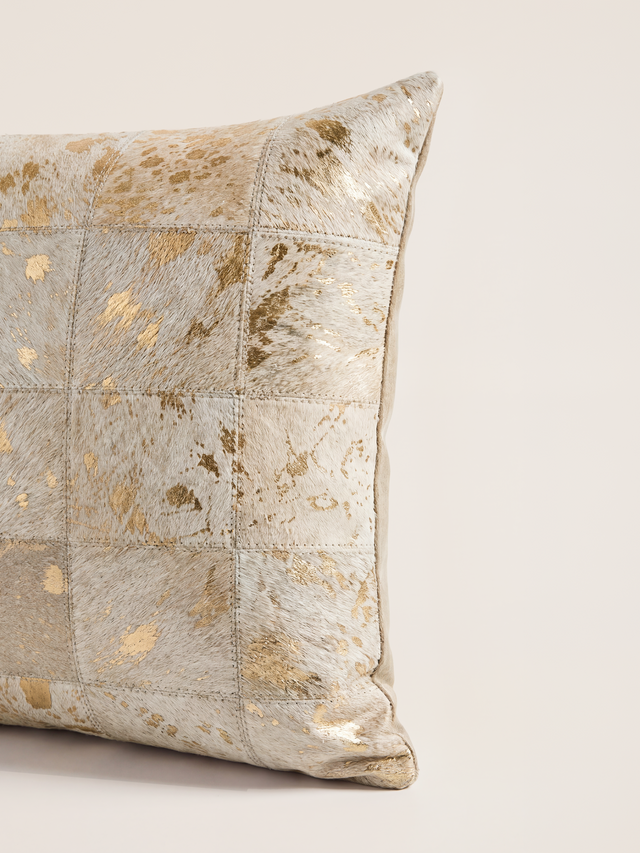 Juno Hair on Hide Cushion - Gold
