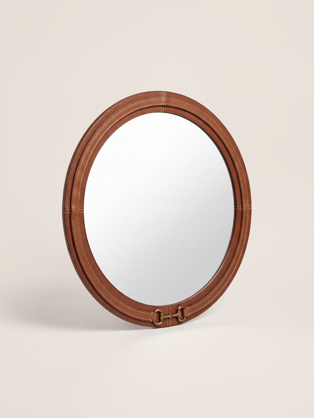 Ibis Waxy Leather Round Mirror - Cognac