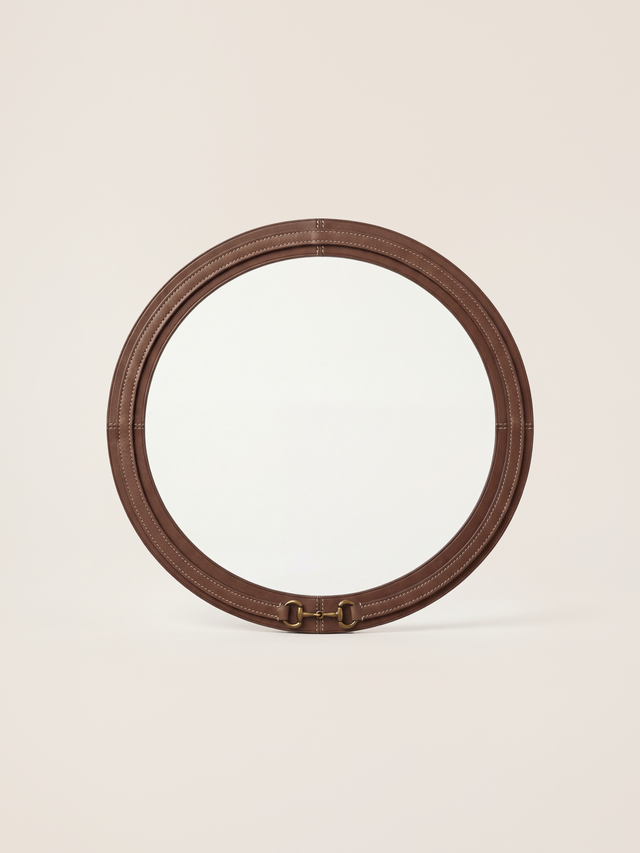 Ibis Waxy Leather Round Mirror - Cognac