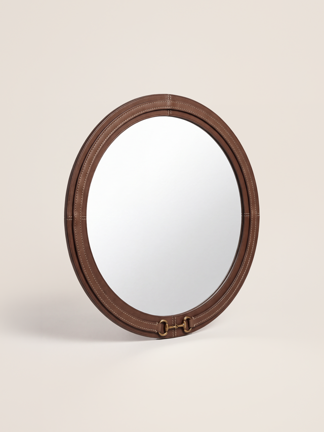 Ibis Waxy Leather Round Mirror - Cognac