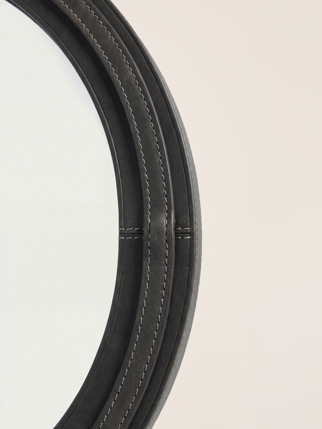 Ibis Waxy Leather Round Mirror - Olive