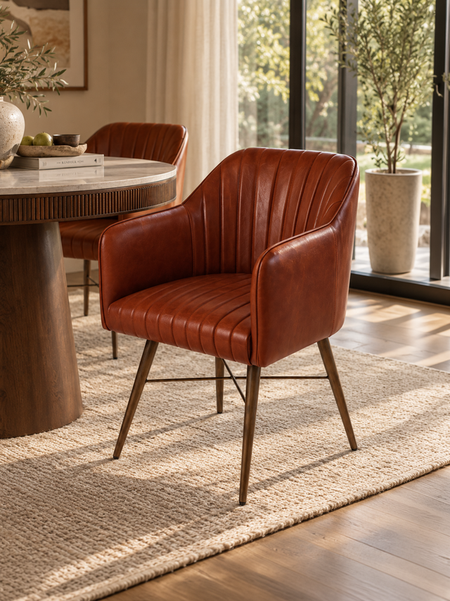 Corso Waxy Leather Dining Chair - Cognac