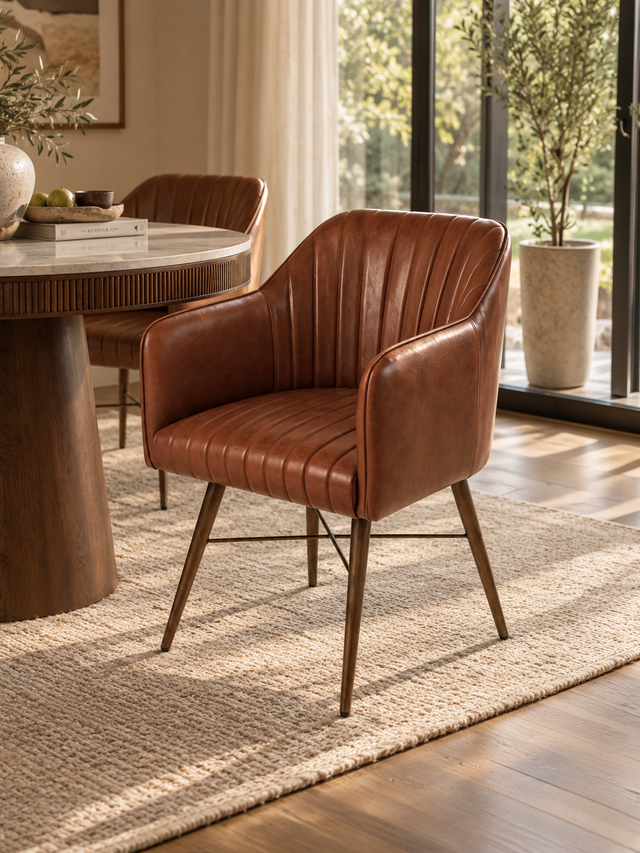 Corso Waxy Leather Dining Chair - Cognac