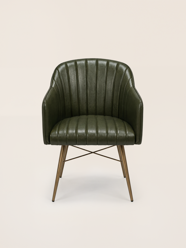Corso Waxy Leather Dining Chair - Olive