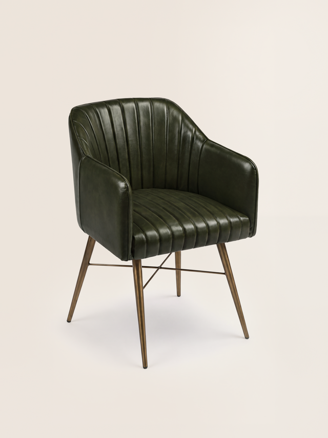 Corso Waxy Leather Dining Chair - Olive