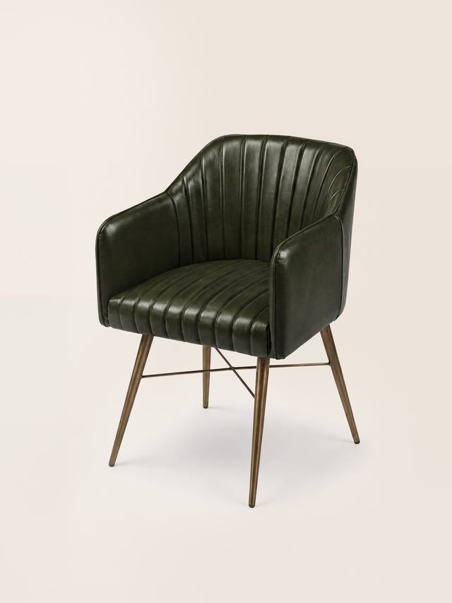 Corso Waxy Leather Dining Chair - Olive