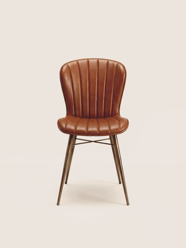 Ren Waxy Leather Dining Chair - Cognac