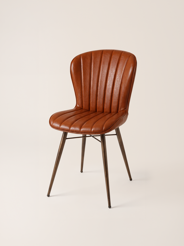 Ren Waxy Leather Dining Chair - Cognac