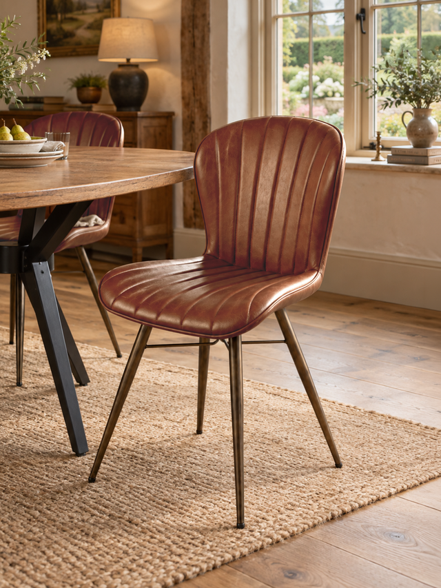 Ren Waxy Leather Dining Chair - Cognac