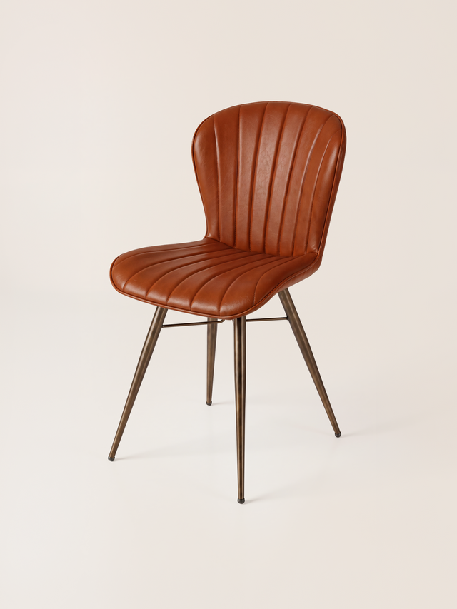 Ren Waxy Leather Dining Chair - Cognac