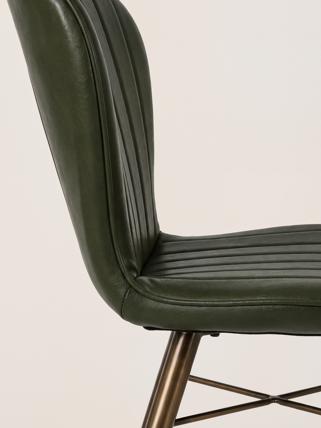 Ren Waxy Leather Dining Chair - Olive