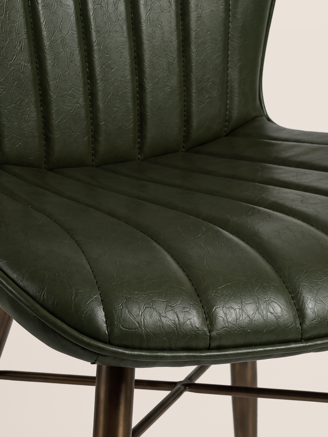 Ren Waxy Leather Dining Chair - Olive