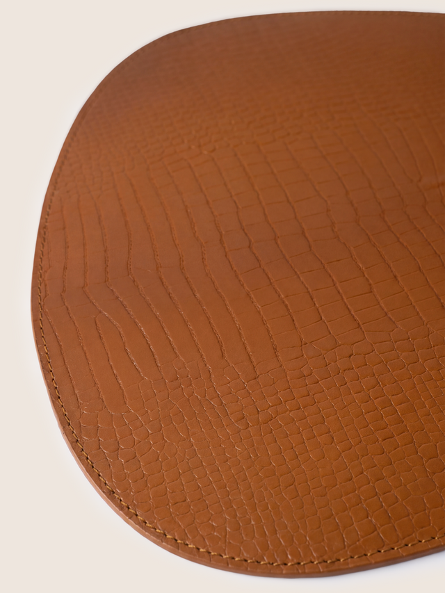 Carley Leather Placemat , set of 4 - Tan