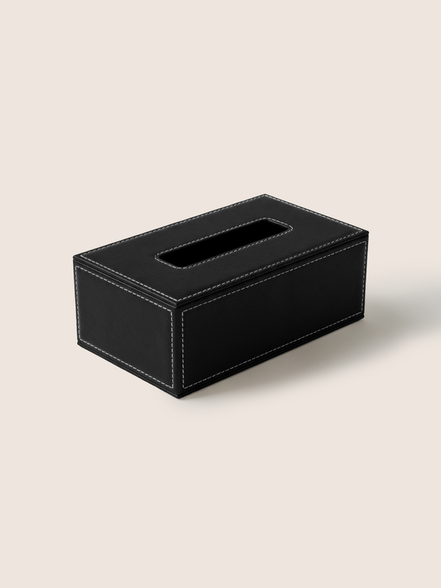 Rowe Leather Tissue Box - Black