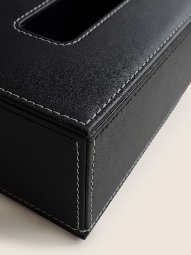 Rowe Leather Tissue Box - Black