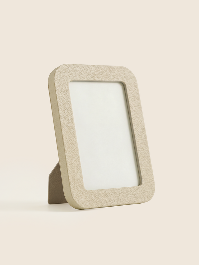 Faro Shagreen Leather Photo Frame, Set of 2 - Cream